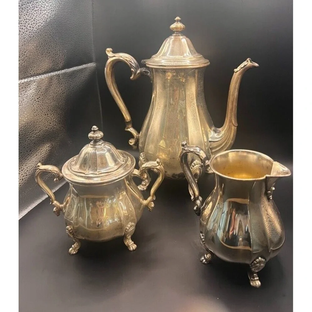 Antique Silverplate Tea Coffee Set Chippendale International Silver Co‎ Sugar &